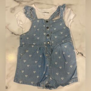 Calvin Klein 3T short overalls & shirt